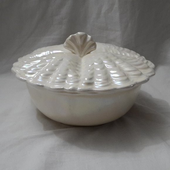 Beautiful Vintage Rainbow Iridescent Covered Ceramic Candy Dish - Picture 1 of 6